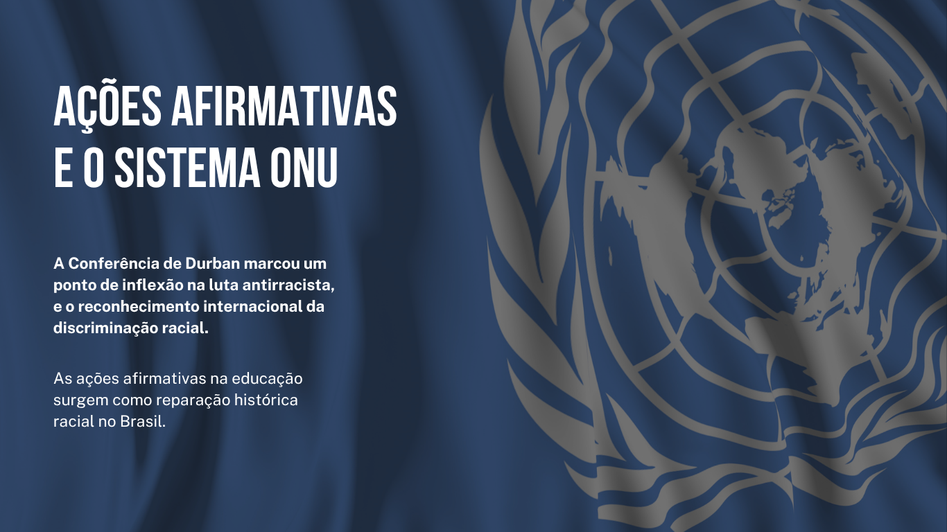 Leia mais sobre o artigo AÇÕES AFIRMATIVAS E O SISTEMA ONU: COMBATE A DISCRIMINAÇÃO PARA A IMPLEMENTAÇÃO DE POLÍTICAS EDUCACIONAIS BRASILEIRAS (2003 – 2010)